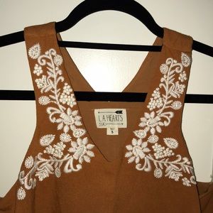 burnt orange embroidered top
